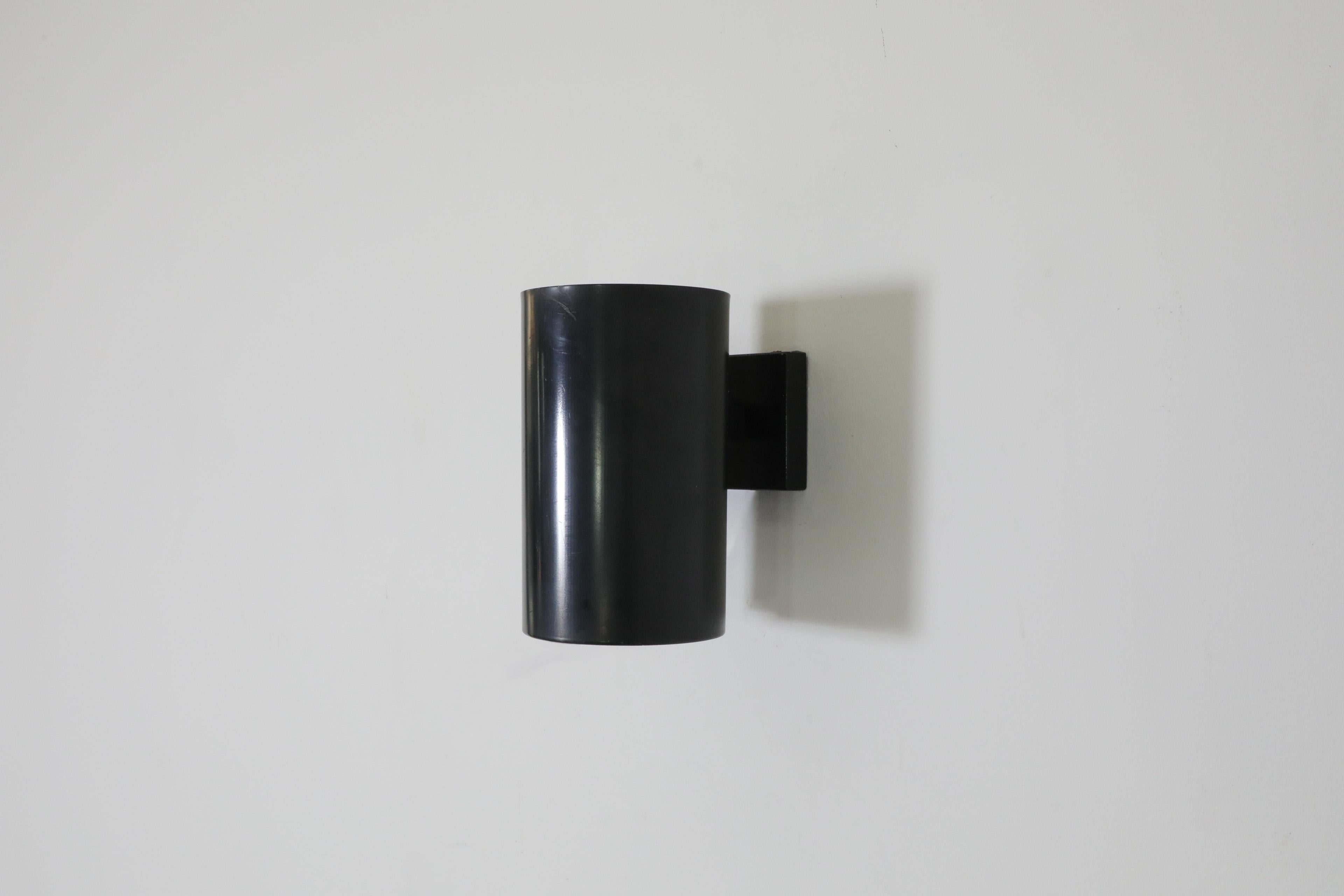 Dutch Philips Black Enameled Cylinder Wall Sconces For Sale