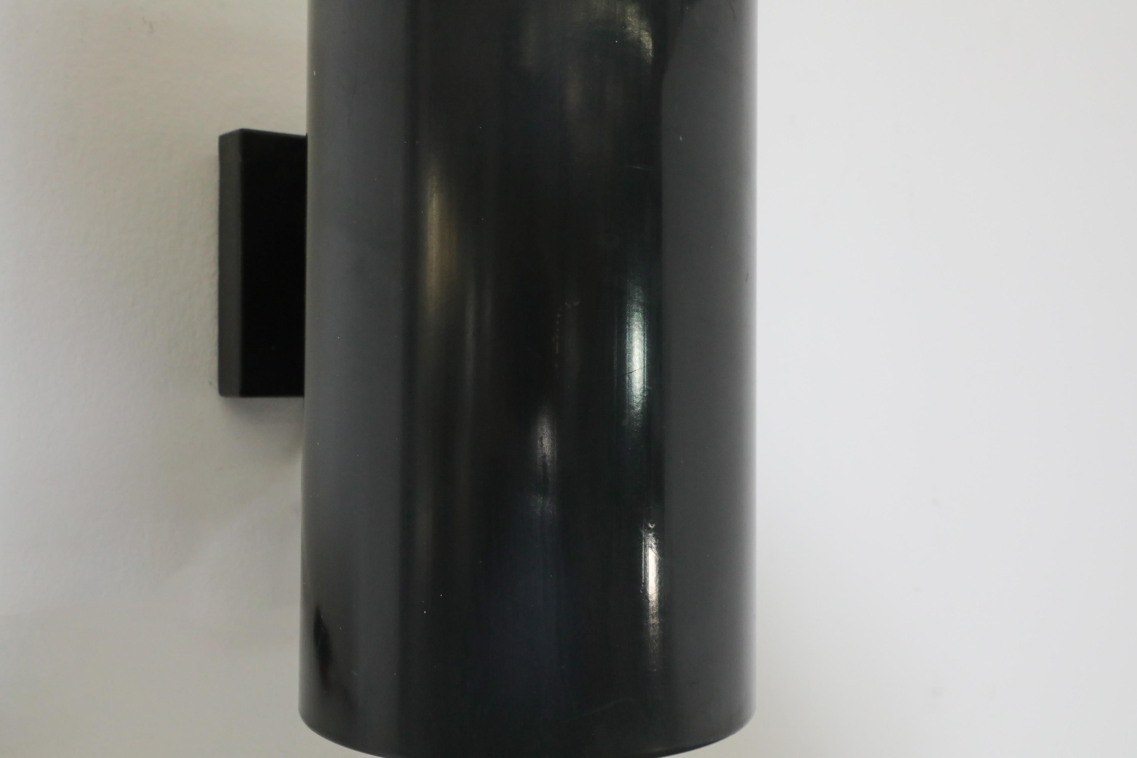 Philips Black Enameled Cylinder Wall Sconces For Sale 2