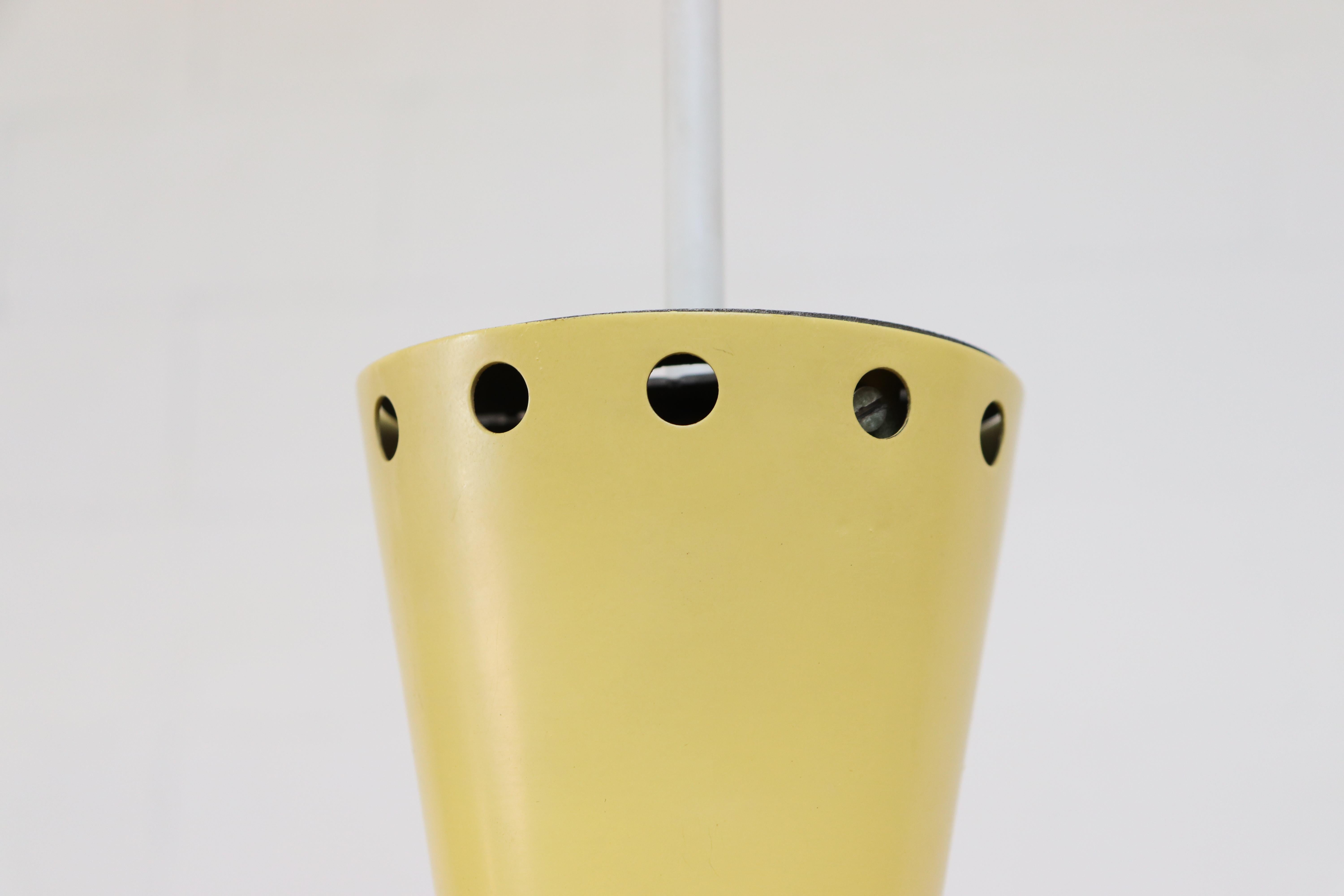 Dutch Philips Ceiling Pendant in Pale Yellow with Acrylic Diffuser