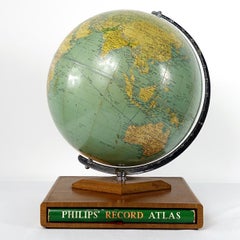 Philips' Challenge Globe on Mahogany Stand with Original Philips' Record Atlas