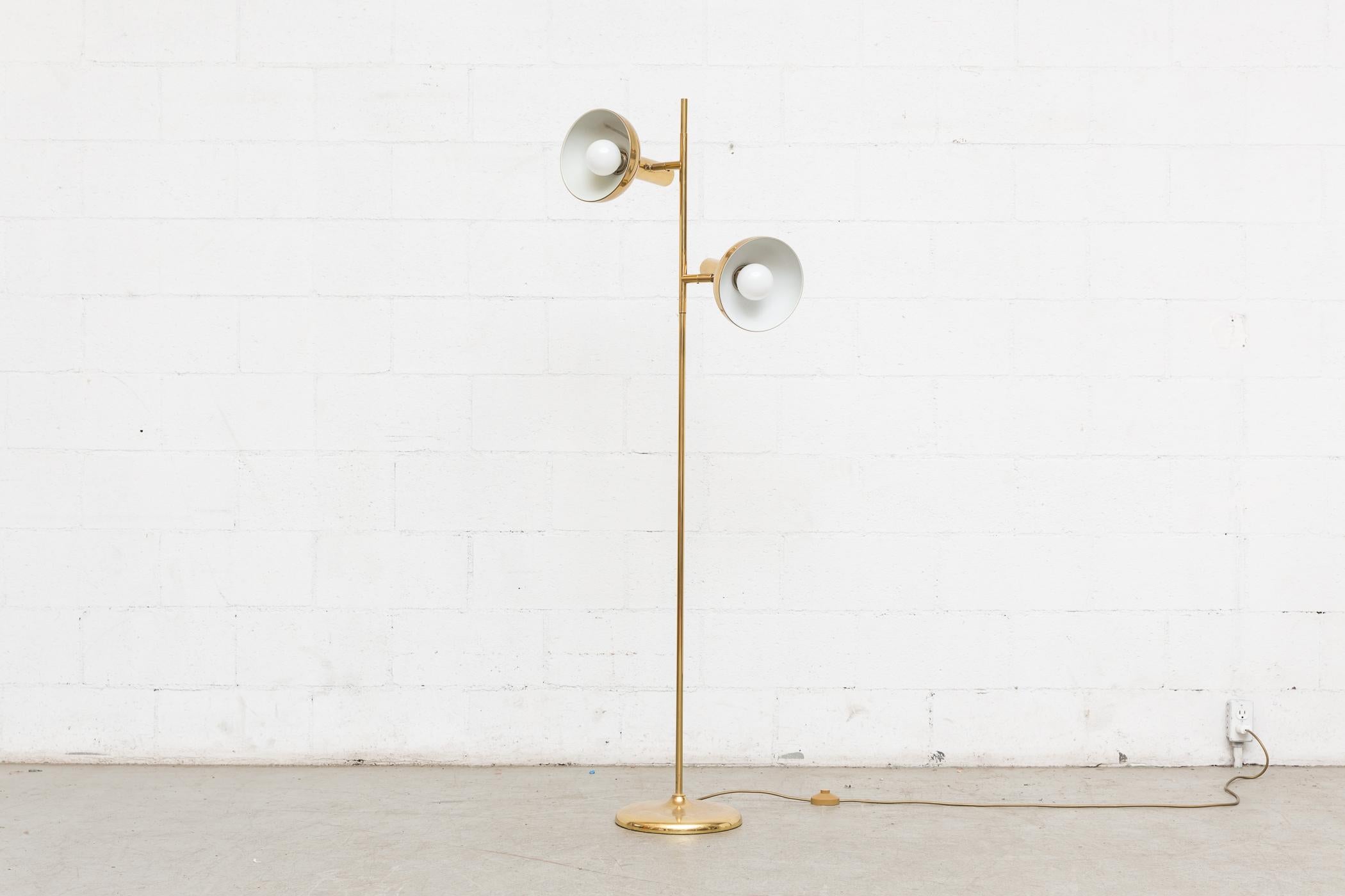 Dutch Philips Double Spot Brass Floor Lamp