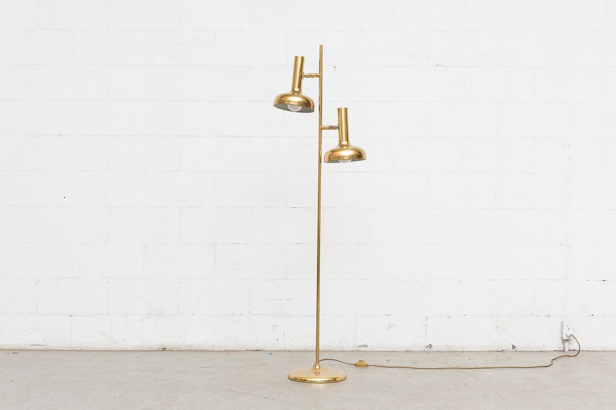 Late 20th Century Philips Double Spot Brass Floor Lamp