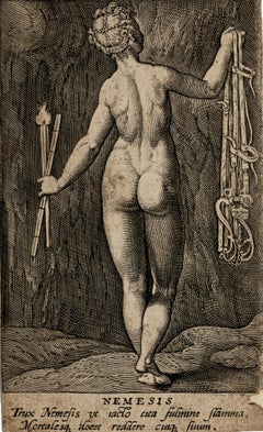 Antique Nemesis - Original Etching by Philips Galle - 1605