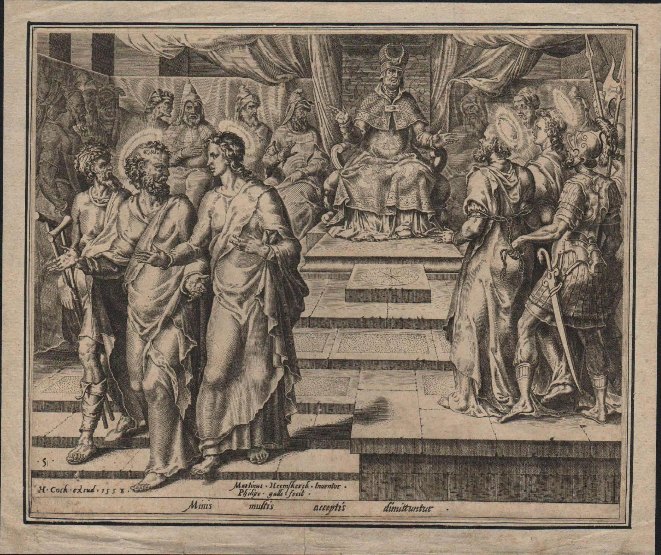Philips Galle Figurative Print - St. Peter and St. Paul Dismissed - 1558 Old Master Engraving Religious