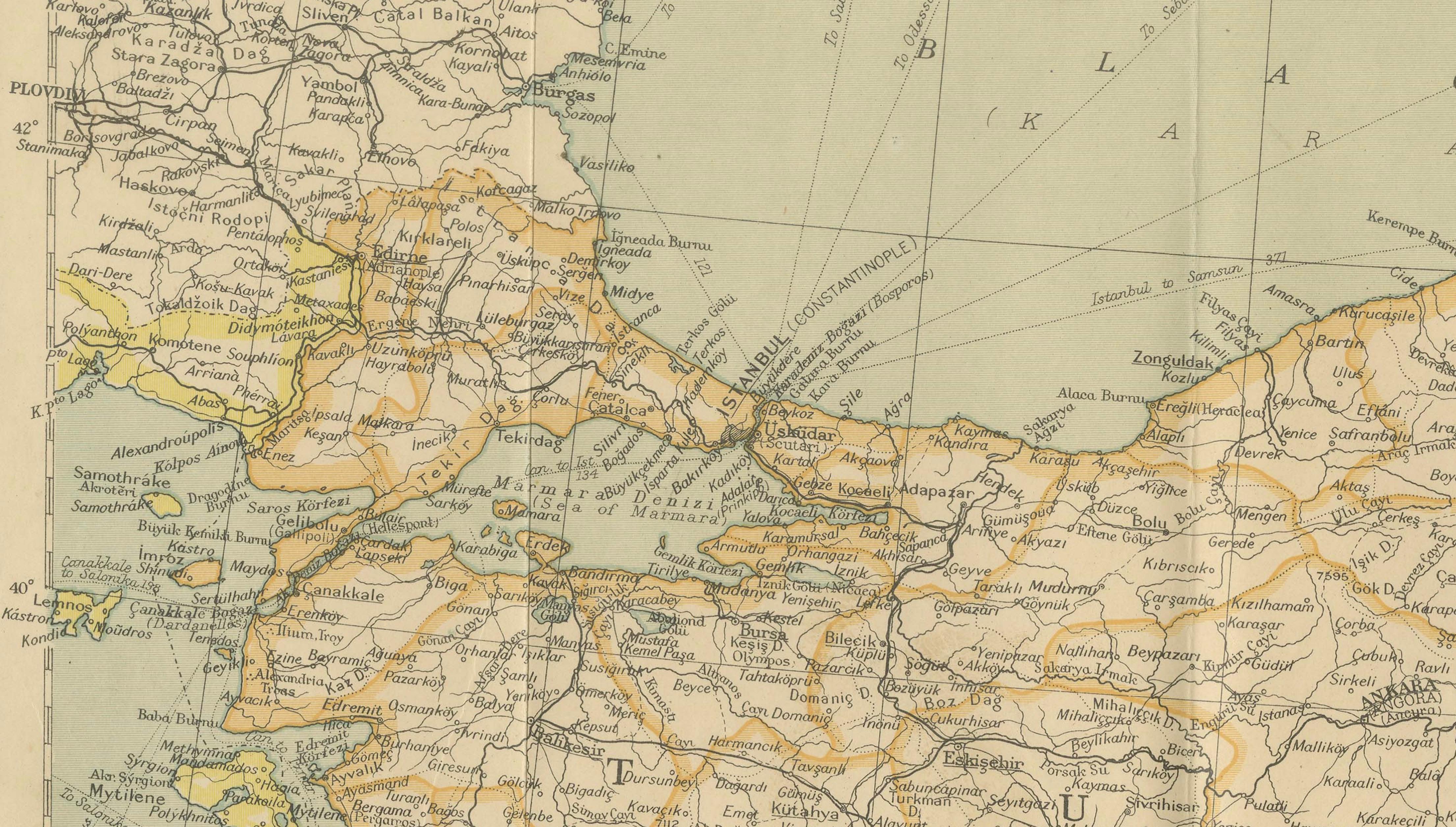 Philips' Imperial Map of Turkey, Syria, Iraq & Transcaucasia, c.1926