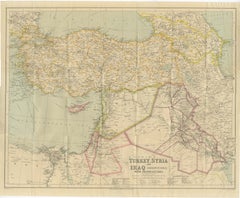 Philips' Imperial Map of Turkey, Syria, Iraq & Transcaucasia, c.1926