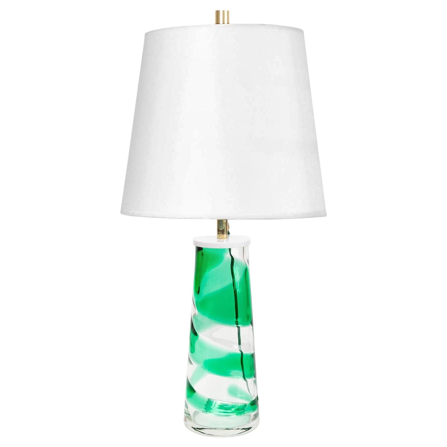 Philips Mid-Century Modern Spiral Glass Lamp 'Green' For Sale