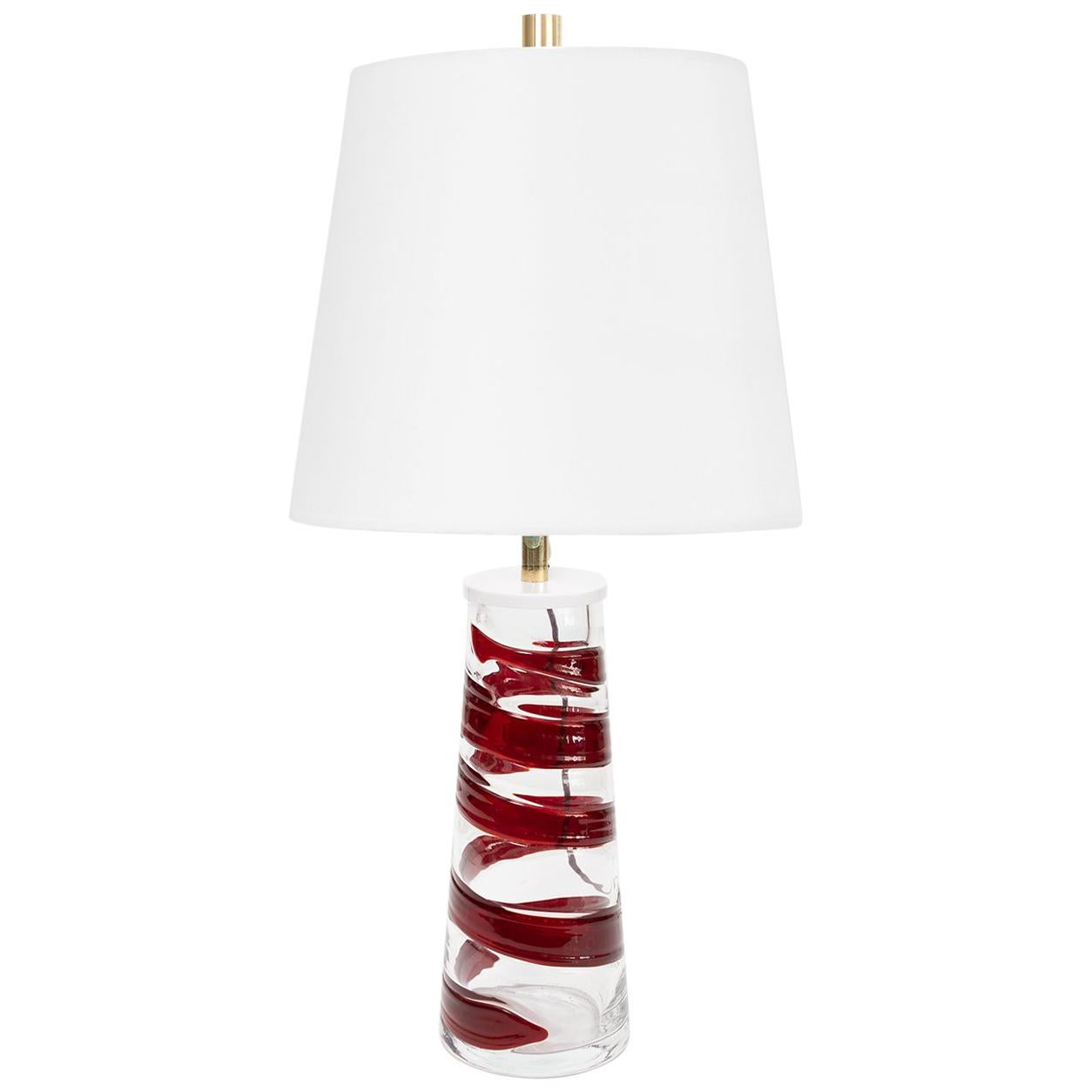 Philips Mid-Century Modern Spiral Glass Lamp, Red