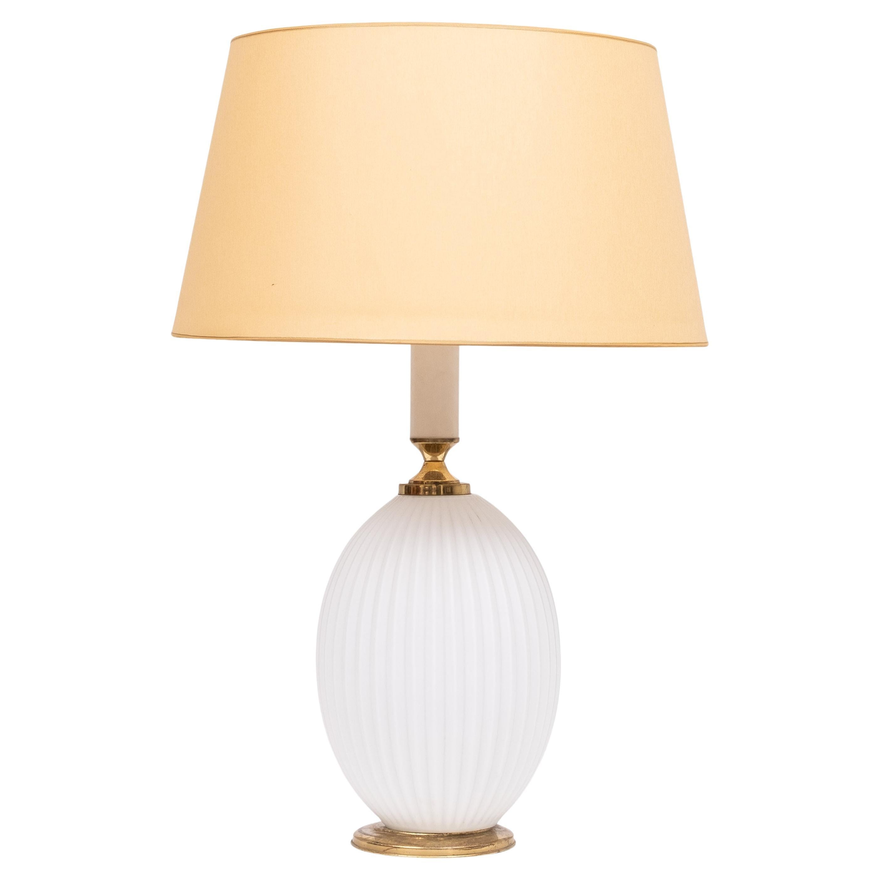 Philips Milk Glass ribbed table lamp design Louis Kalff  1950s