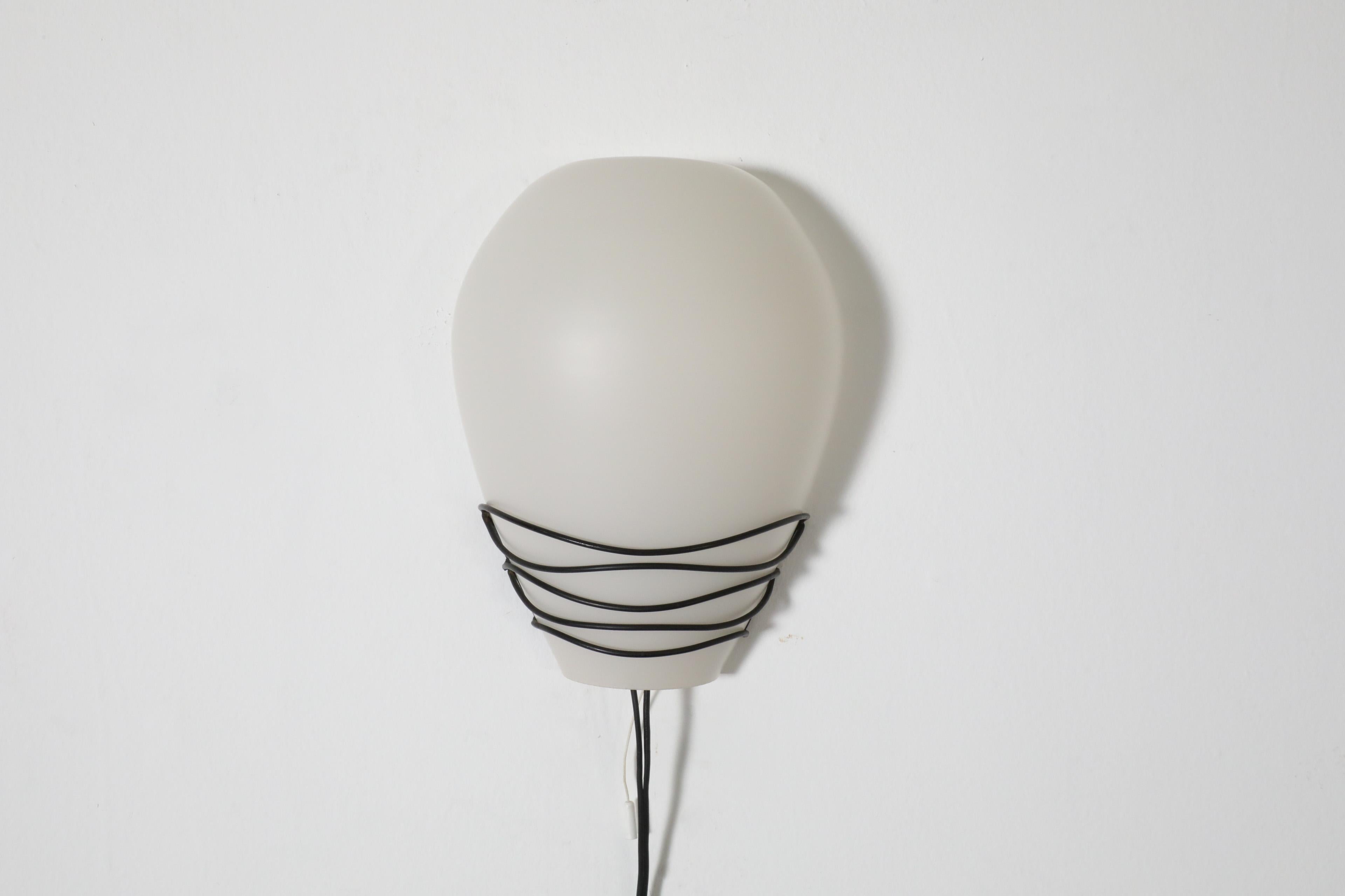 Philips Milk Glass Wall Sconce w/ Black Wire Mount and Milk Glass Shade, 1950's For Sale 6