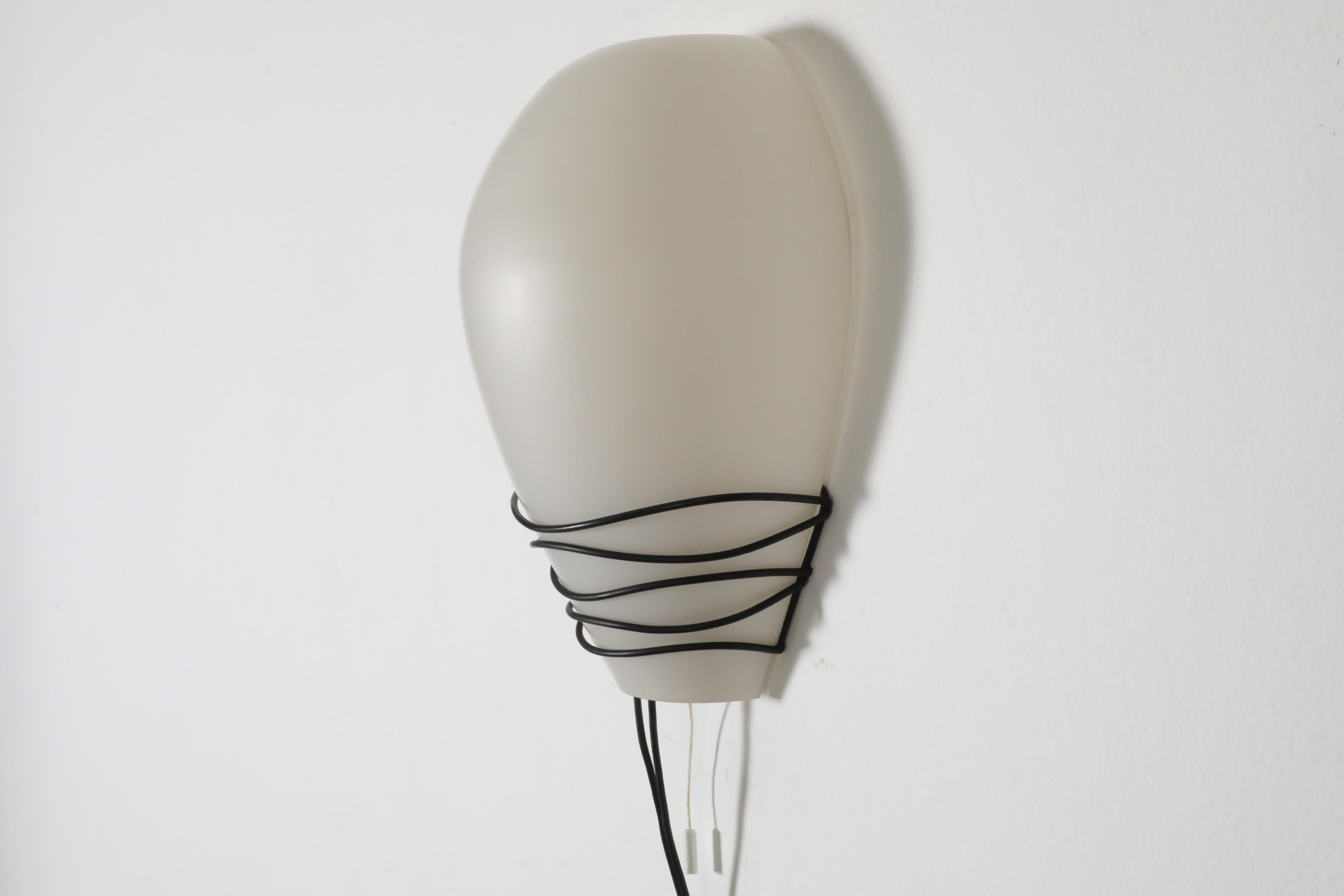 Philips Milk Glass Wall Sconce w/ Black Wire Mount and Milk Glass Shade, 1950's For Sale 2