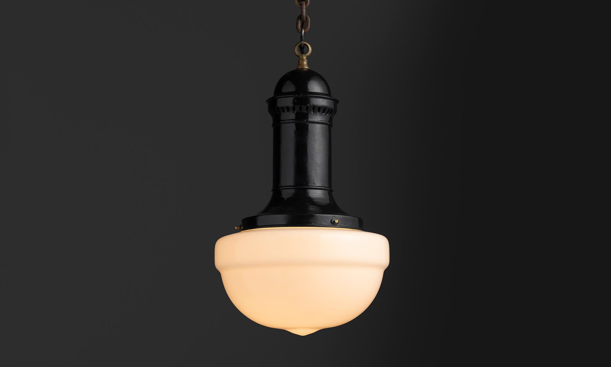 Netherlands, 1920
With iron fitter and opaline glass shade.
14.5”dia x 22”h
Ref. L5289
$ 3,200