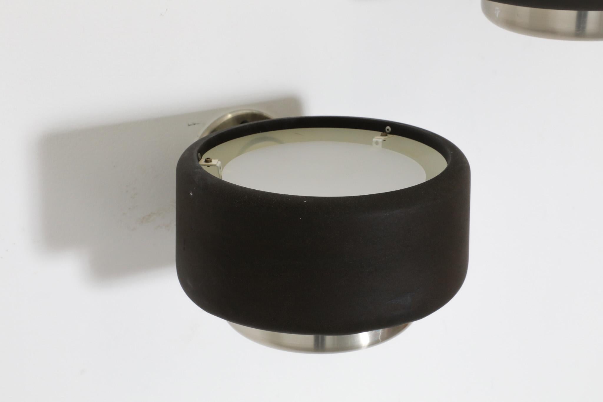 20th Century Philips Pill Shaped Wall Sconce with Dark Brown Banded Shade and Top Diffuser