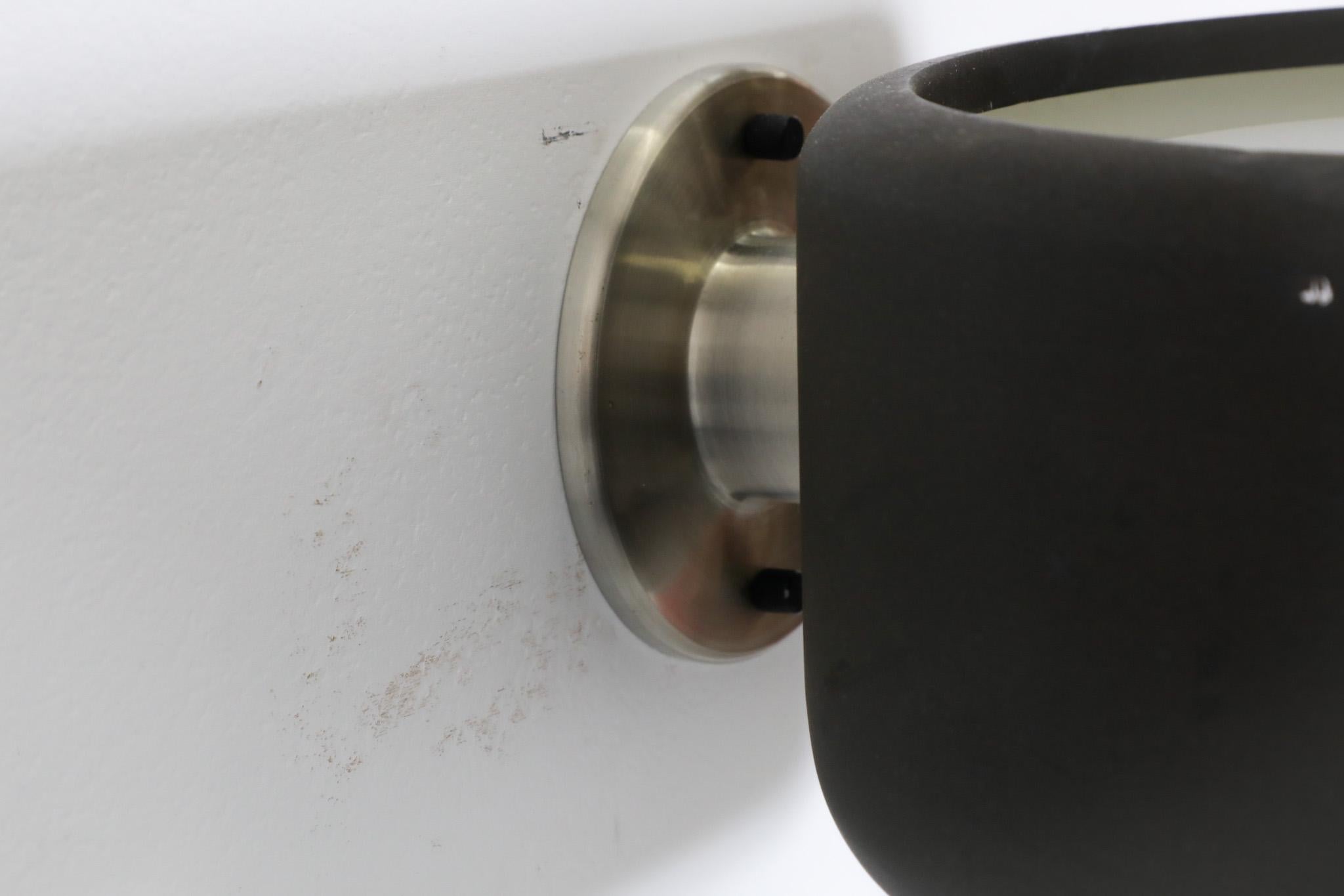 Metal Philips Pill Shaped Wall Sconce with Dark Brown Banded Shade and Top Diffuser