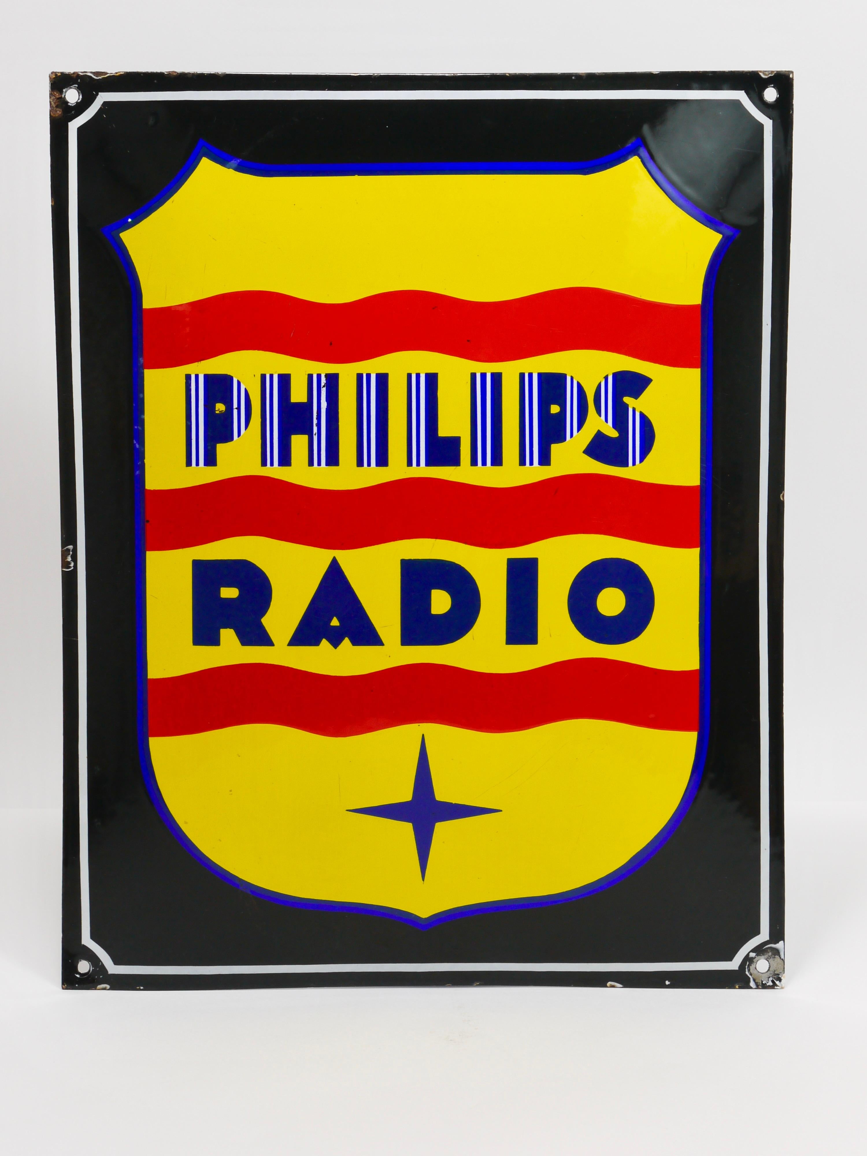 Philips Radio Enamel Advertising Sign Wall Plaque, 1930s For Sale 6