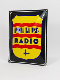 Philips Radio Enamel Advertising Sign Wall Plaque, 1930s