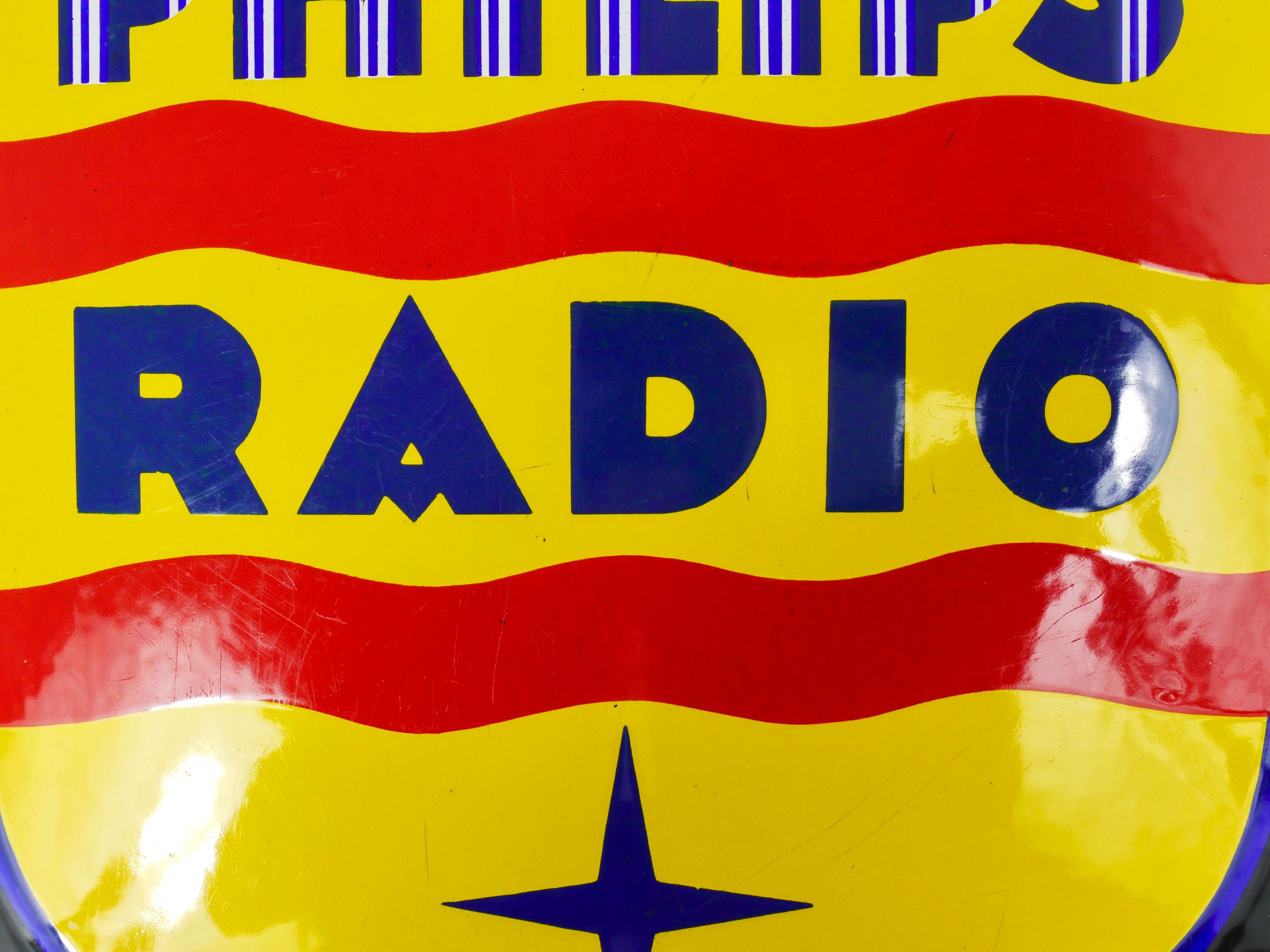 Philips Radio Enamel Advertising Sign Wall Plaque, 1930s In Good Condition For Sale In Vienna, AT