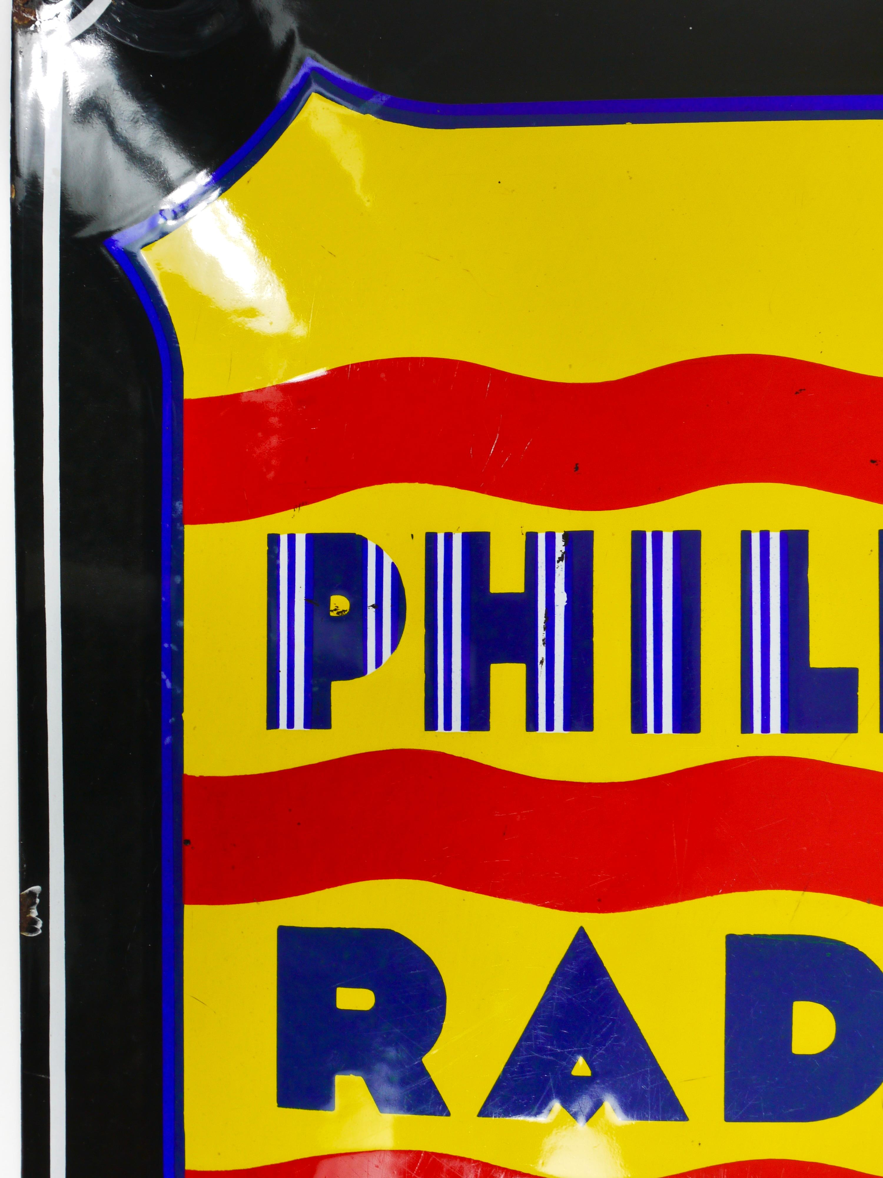 Philips Radio Enamel Advertising Sign Wall Plaque, 1930s For Sale 1