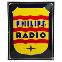 Targa da parete con cartello pubblicitario smaltato Philips, anni '30