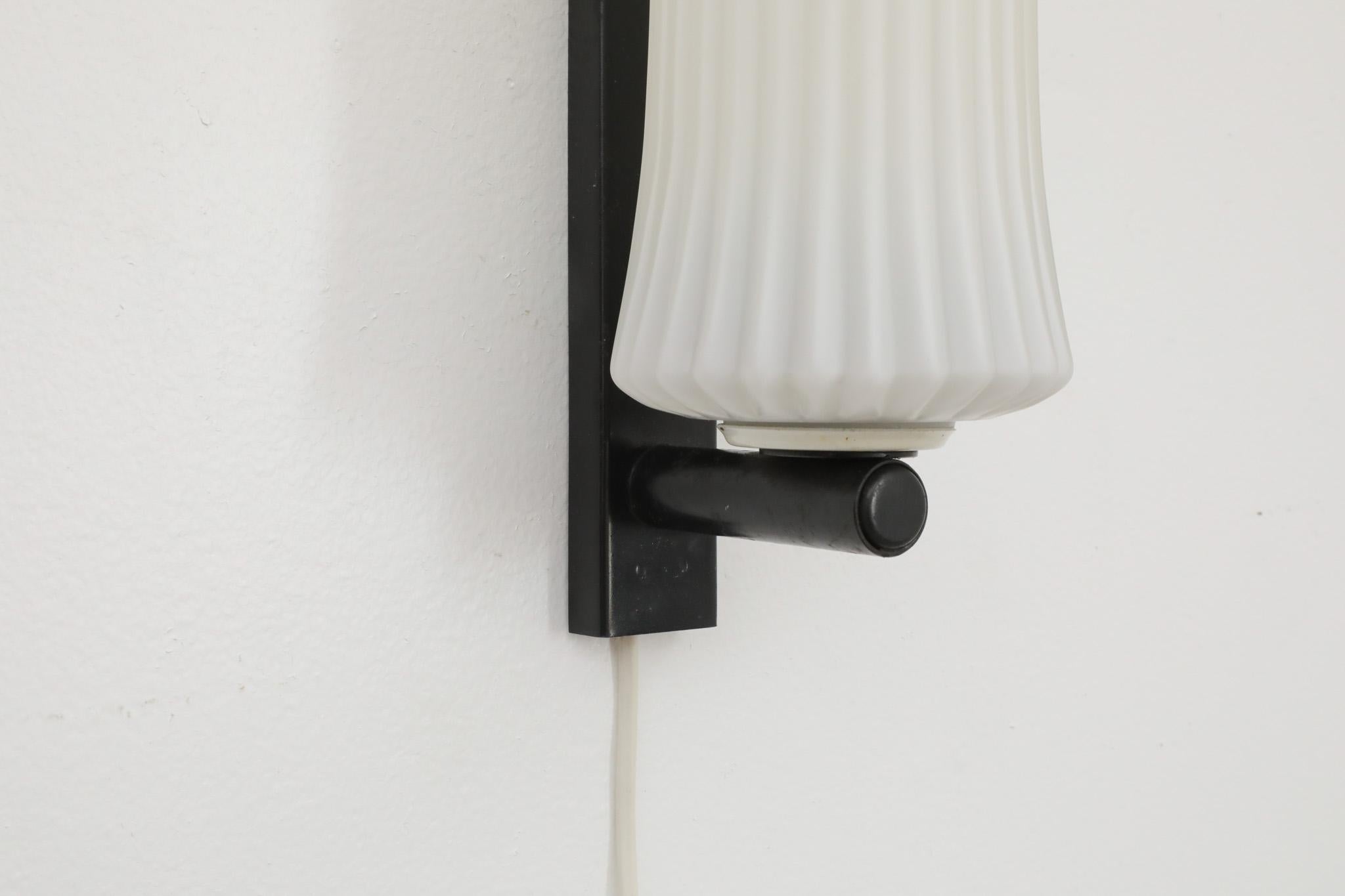 Philips Ribbed Milk glass wall lamp For Sale 2