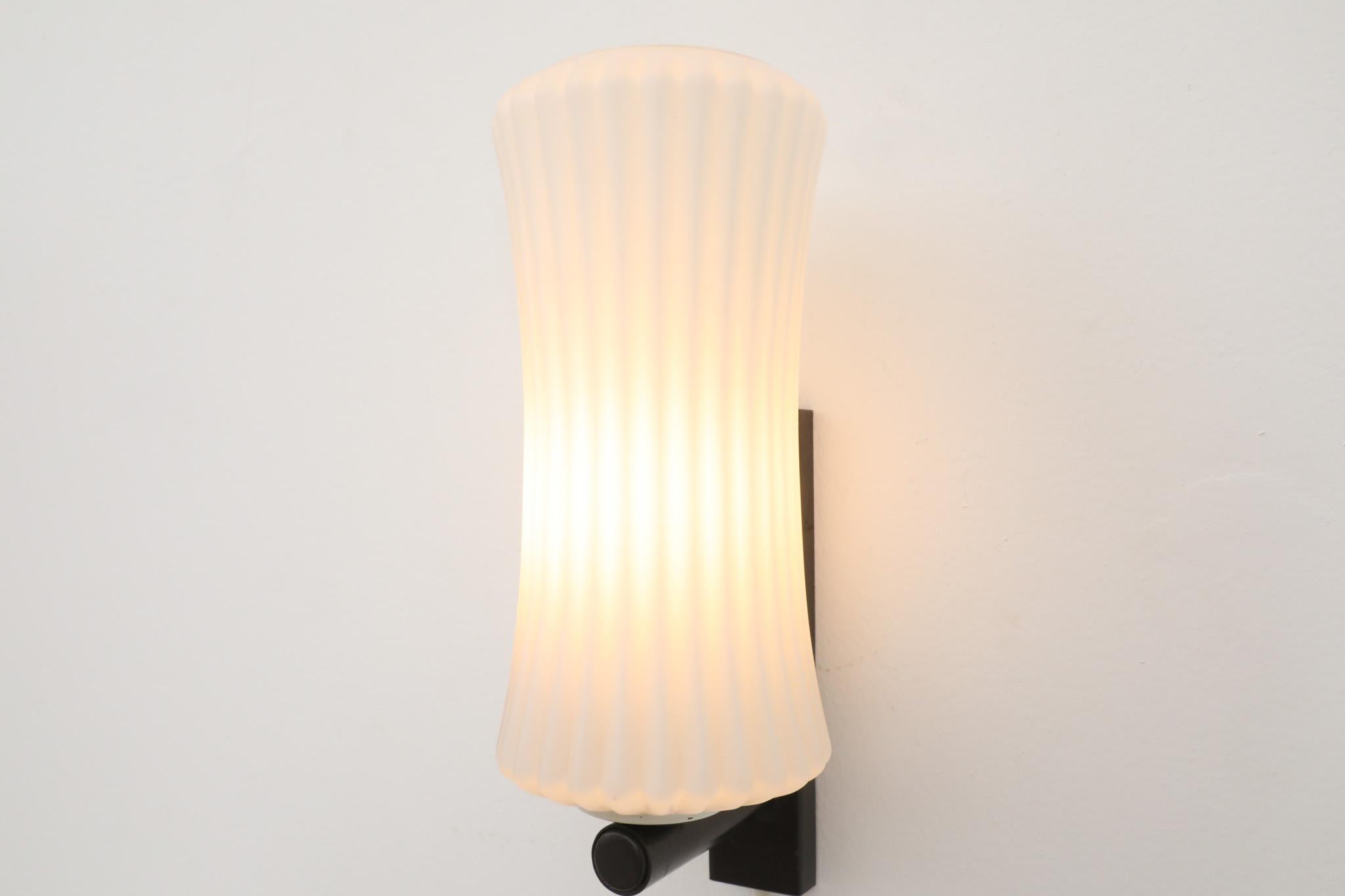 Mid-Century Corseted Ribbed Milk Glass Wall Mount Sconce by Philips For Sale 4