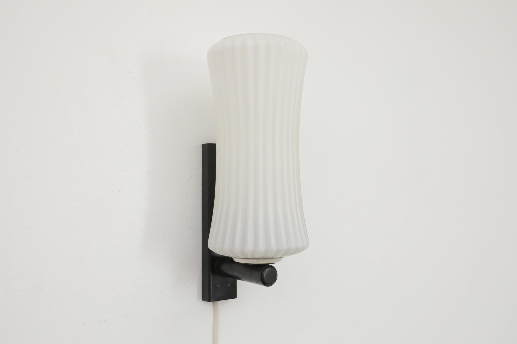 Enameled Philips Ribbed Milk glass wall lamp For Sale