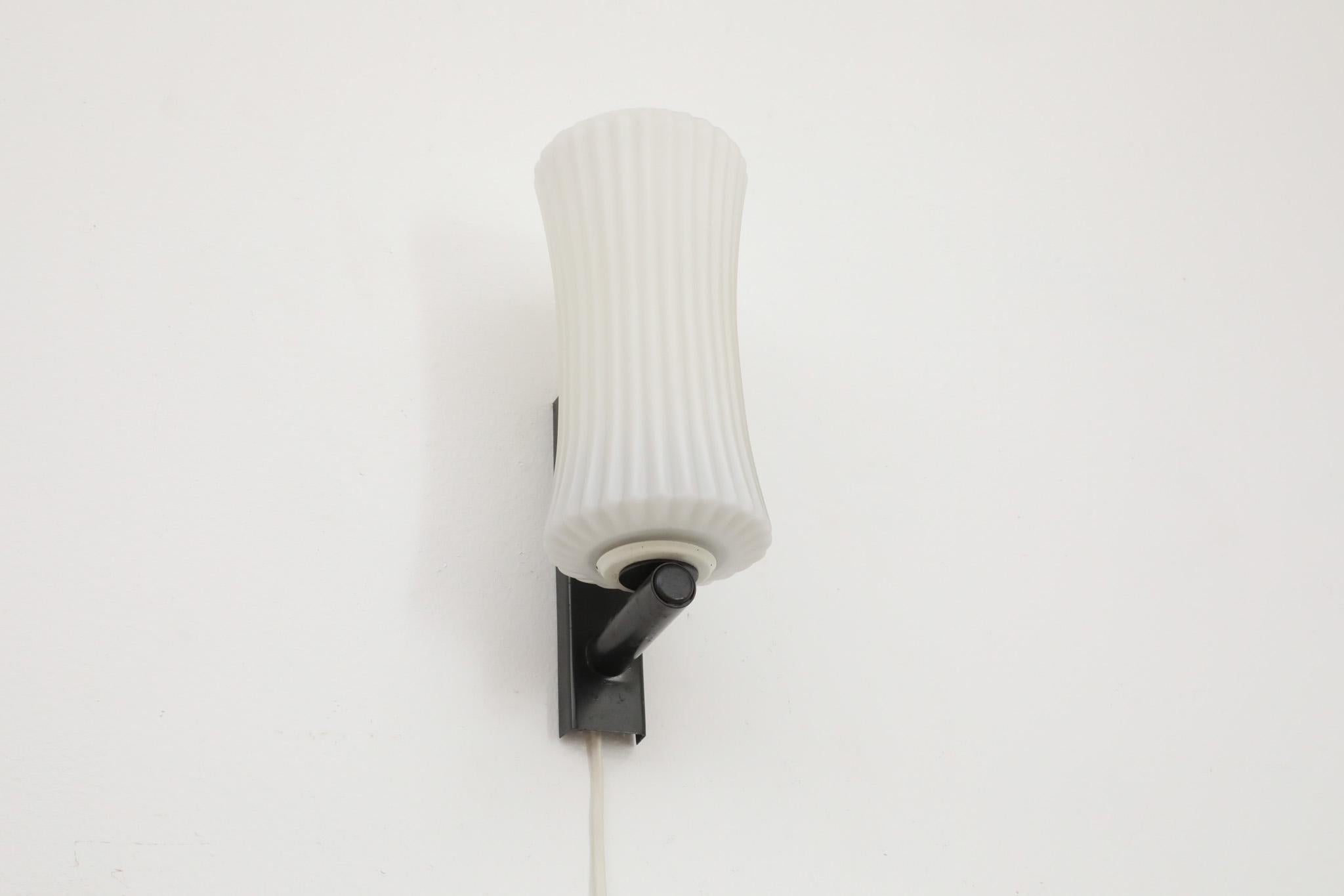 Mid-20th Century Philips Ribbed Milk glass wall lamp For Sale