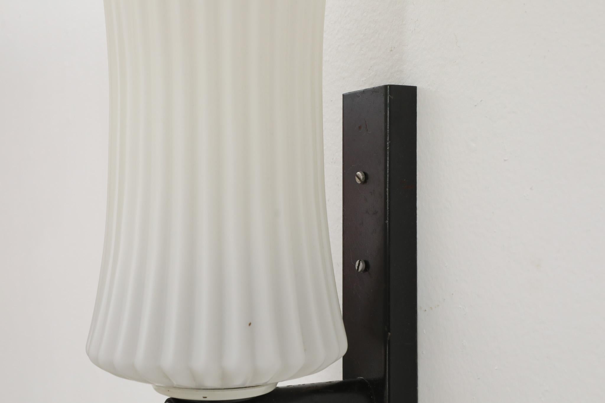 Philips Ribbed Milk glass wall lamp For Sale 1