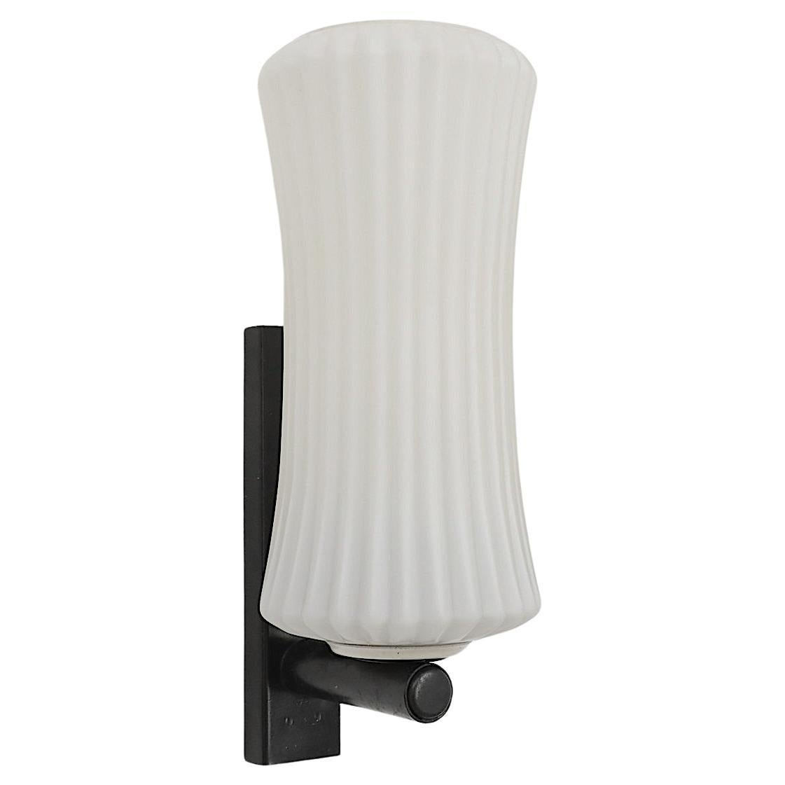 Philips Ribbed Milk glass wall lamp For Sale