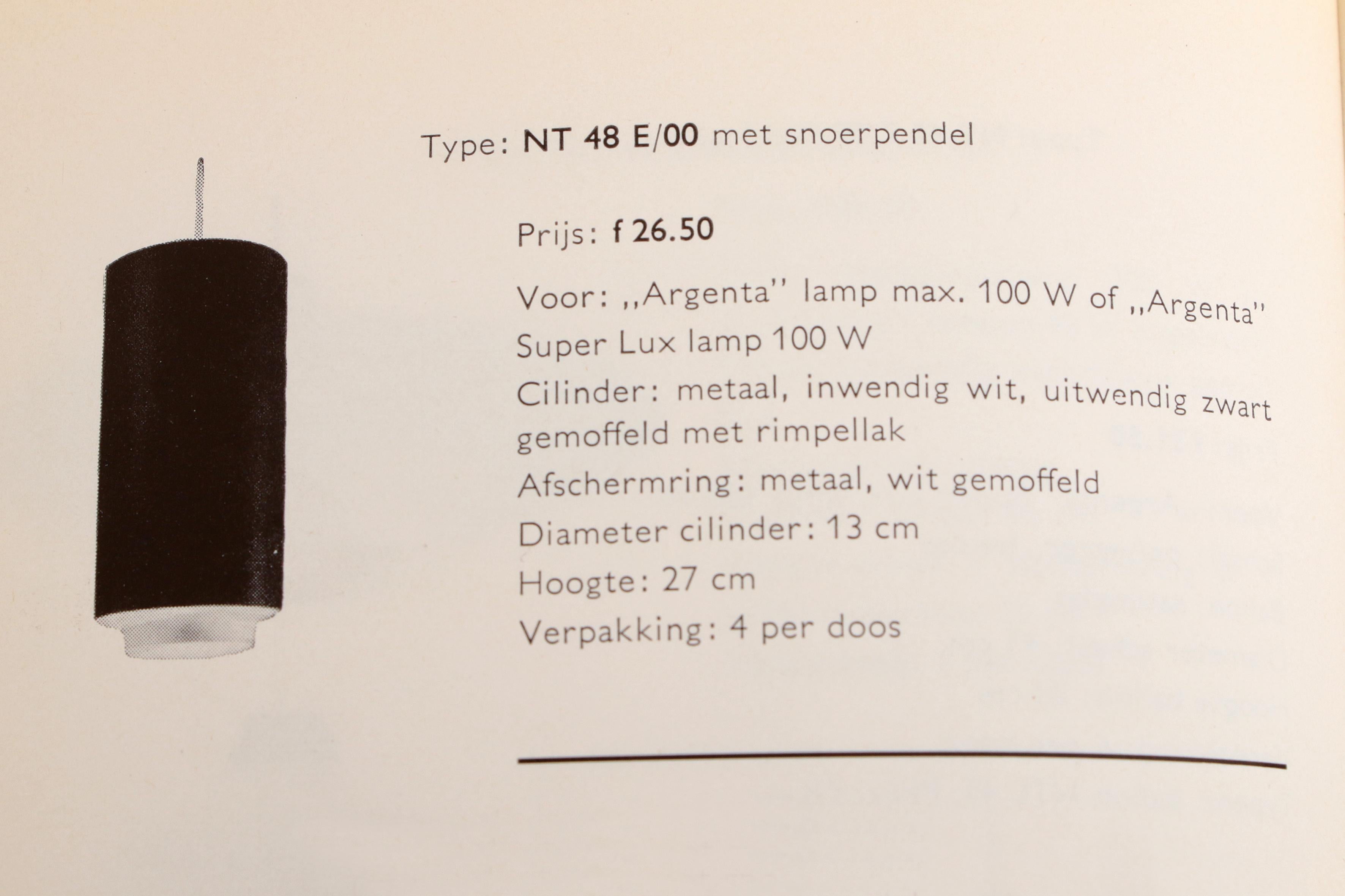 Ensemble de 2 lampes à suspension Philips modèle Nt 48, design Argenta, 1960 en vente 8