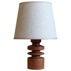 Philips, Small Table Lamp, Solid Teak, Linen, Netherlands, 1960s