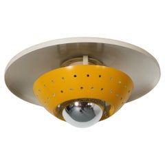 Philips Style Perforated Yellow Enameled Metal Ceiling Lamp