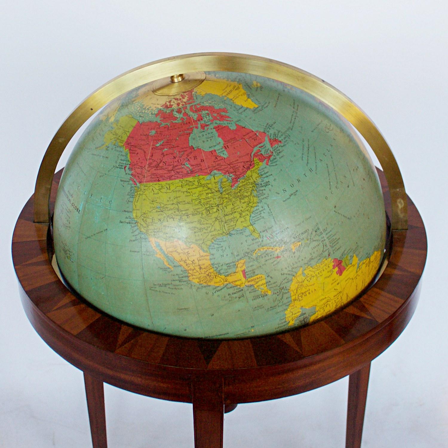 English Philip's Terrestrial Globe Mahogany and Walnut Stand, circa 1982