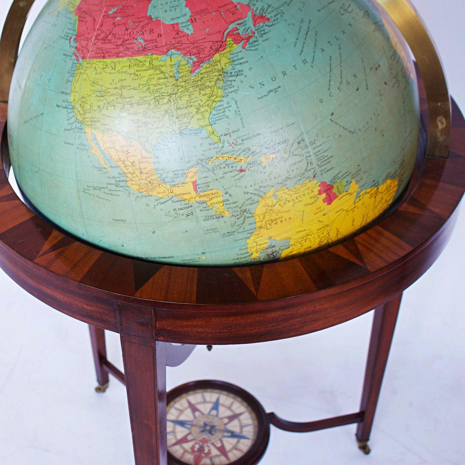 Philip's Terrestrial Globe Mahogany and Walnut Stand, circa 1982 In Good Condition In Forest Row, East Sussex