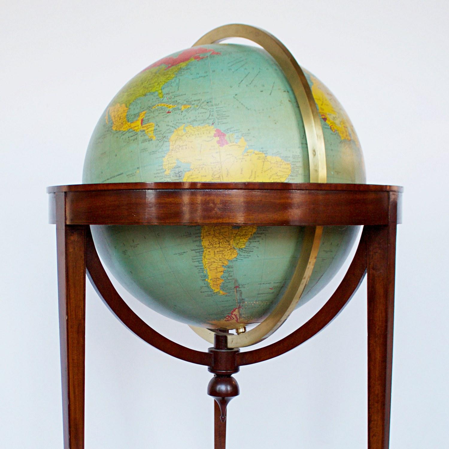 Philip's Terrestrial Globe Mahogany and Walnut Stand, circa 1982 3