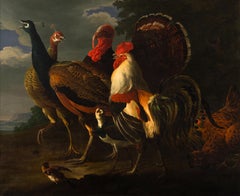 A Peacock and Other Fowl in a Landscape