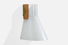 Philips, Wall Light, Acrylic, Wood, Brass, Sweden, 1950s