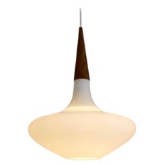 Philips-Hängelampe aus Holz und Opalglas von Louis Kalff, 1950er Jahre