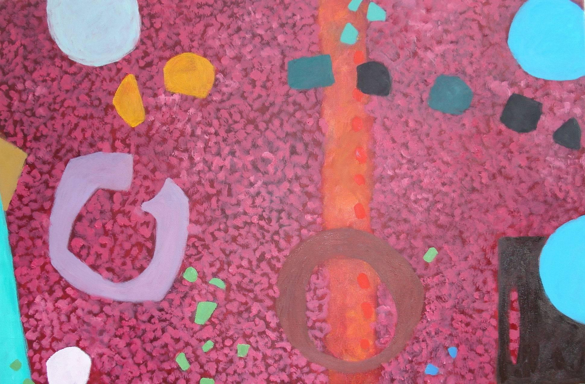 Abstract Painting di Phillip Alder - Granito rosso. Pittura ad olio astratta contemporanea