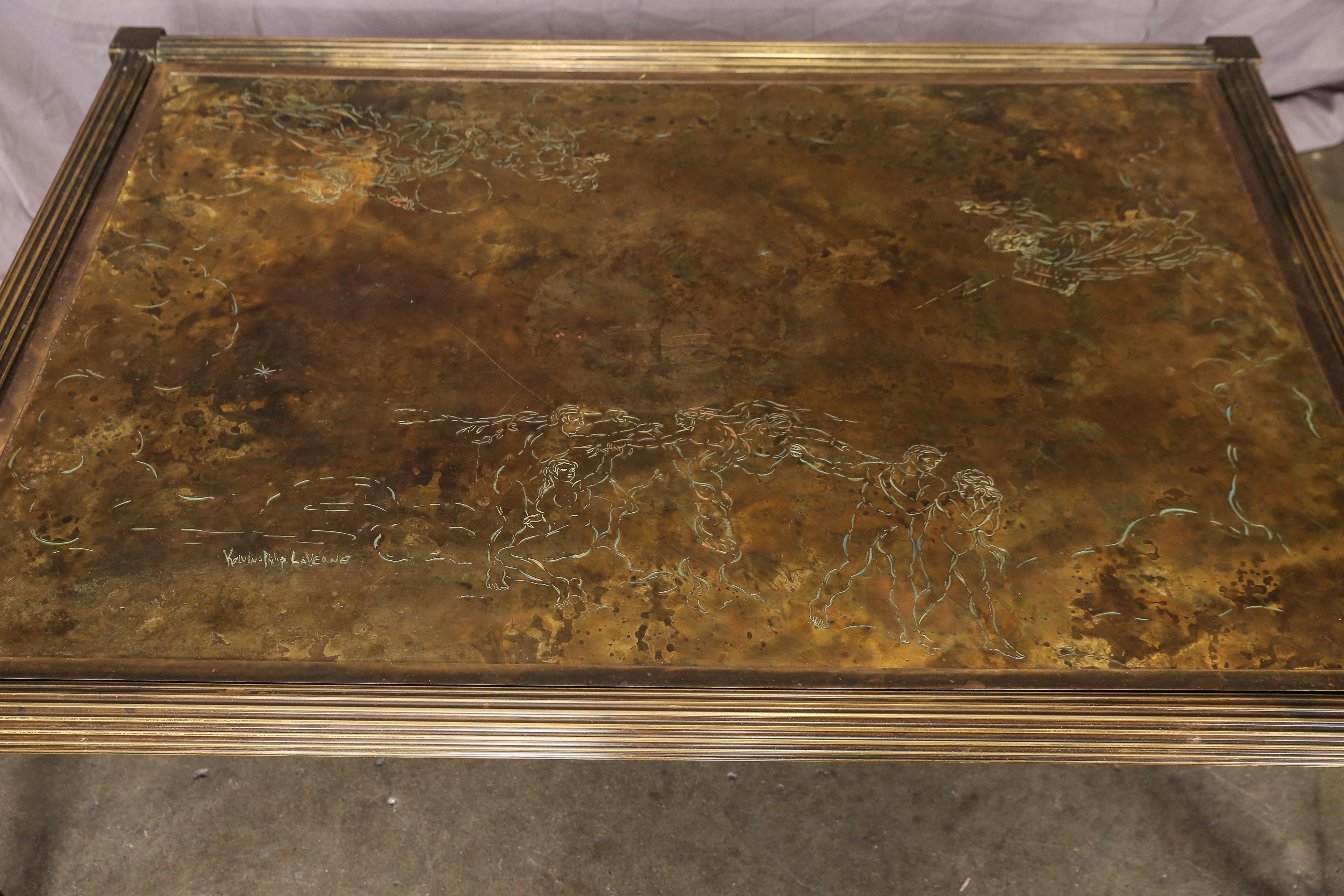 American Phillip and Kelvin LaVerne Bronze Coffee Table For Sale