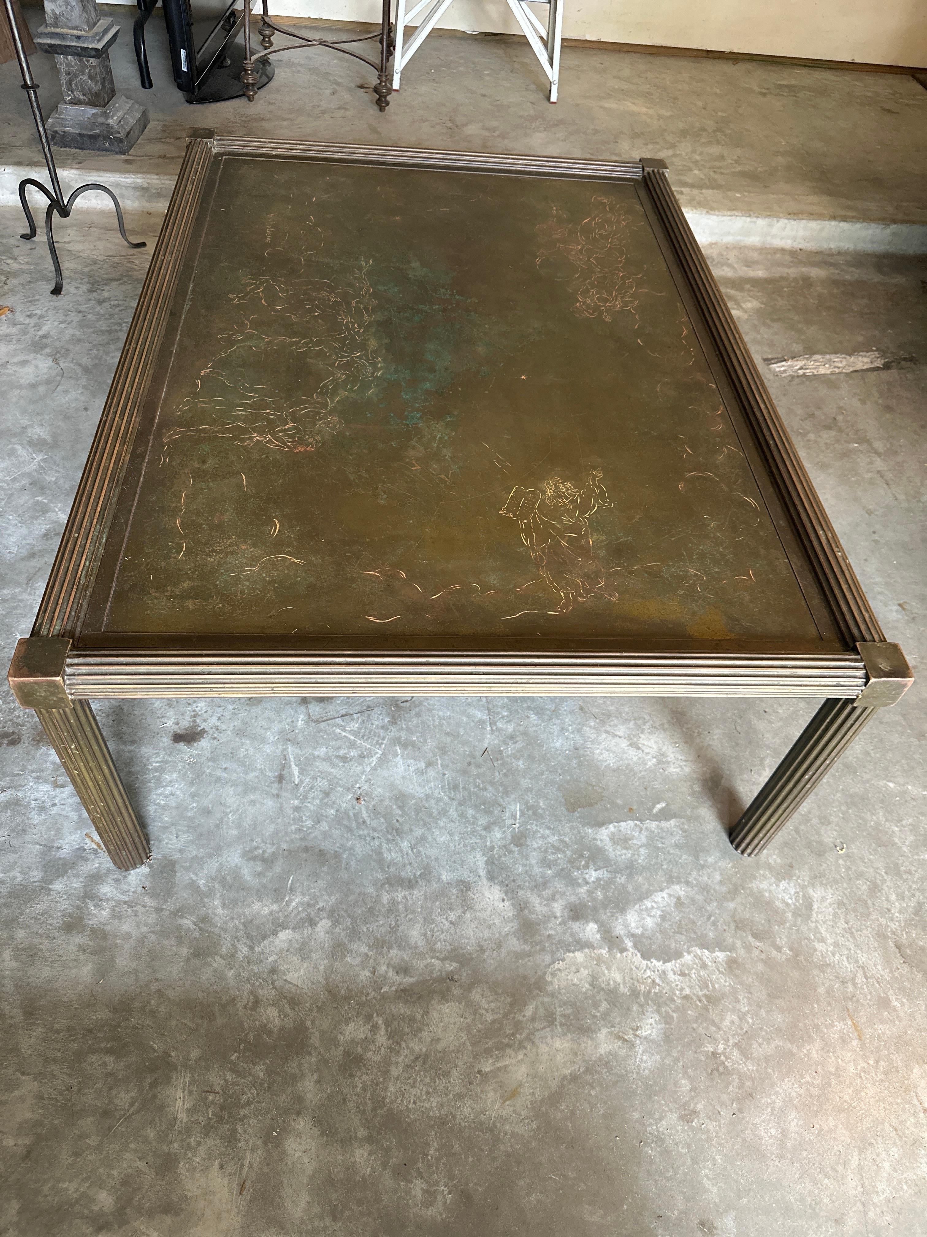 Bronze Table basse en bronze Phillip et Kelvin LaVerne en vente