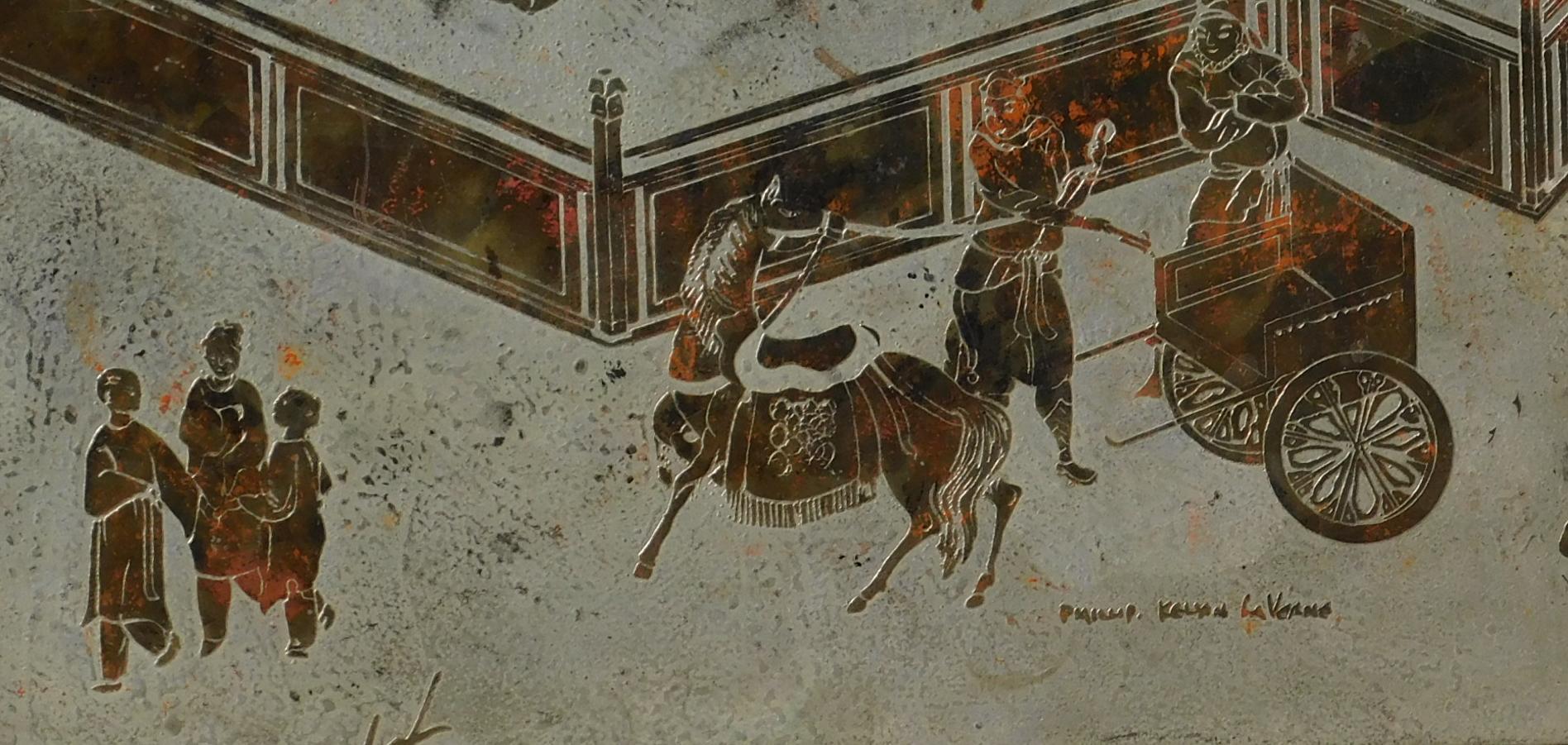 Mid-Century Modern Suspension murale Chan en bronze patiné de Philip et Kelvin Laverne, années 1960 en vente