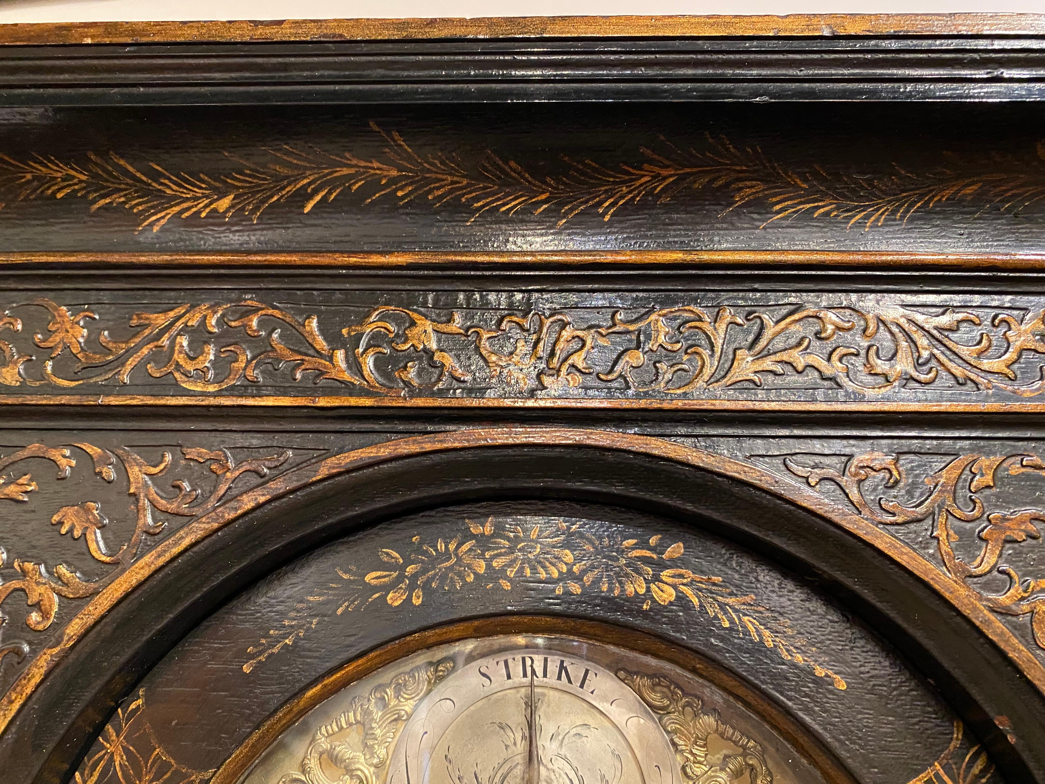Phillip Avenell of Farnham English Tall Clock with Japanned Case circa 1770 For Sale 11
