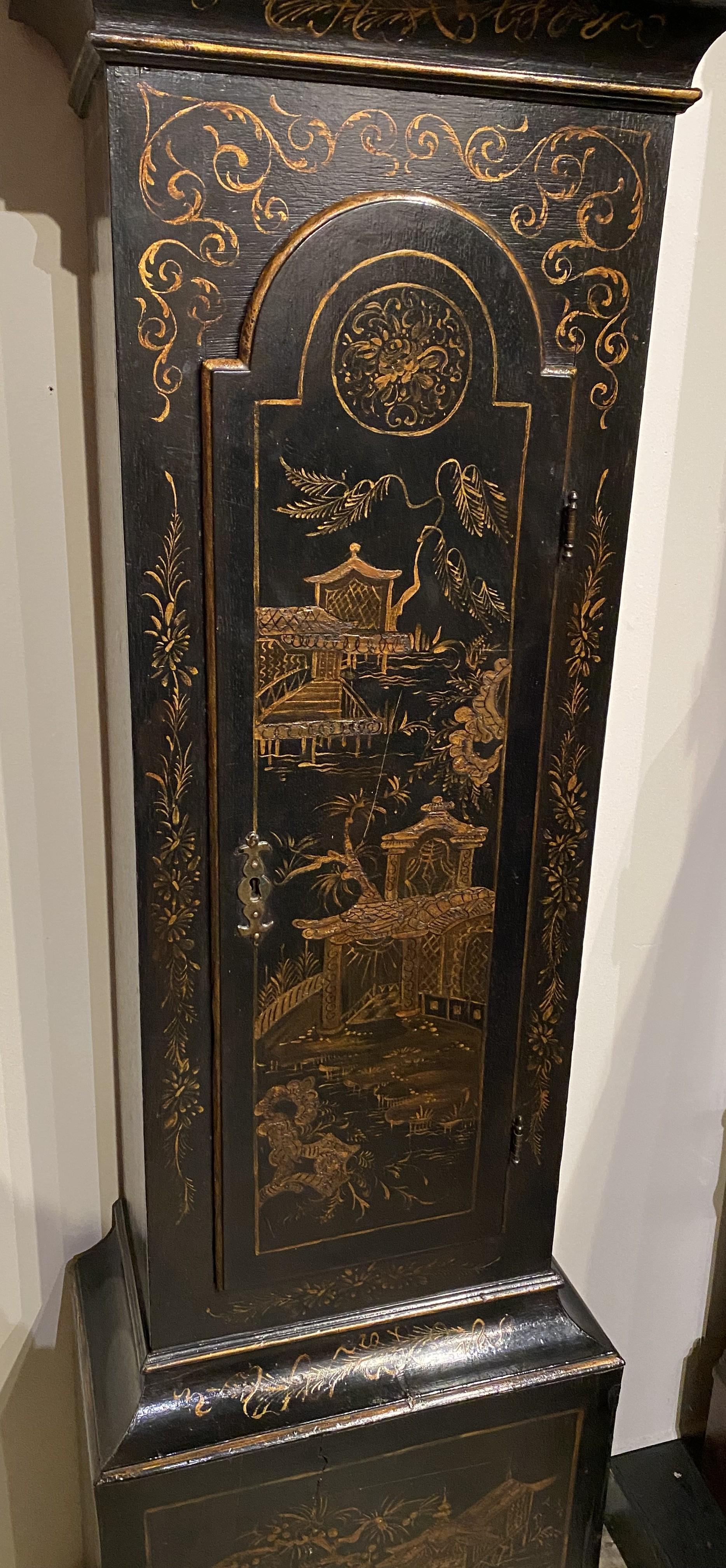 Georgian Phillip Avenell of Farnham English Tall Clock with Japanned Case circa 1770 For Sale