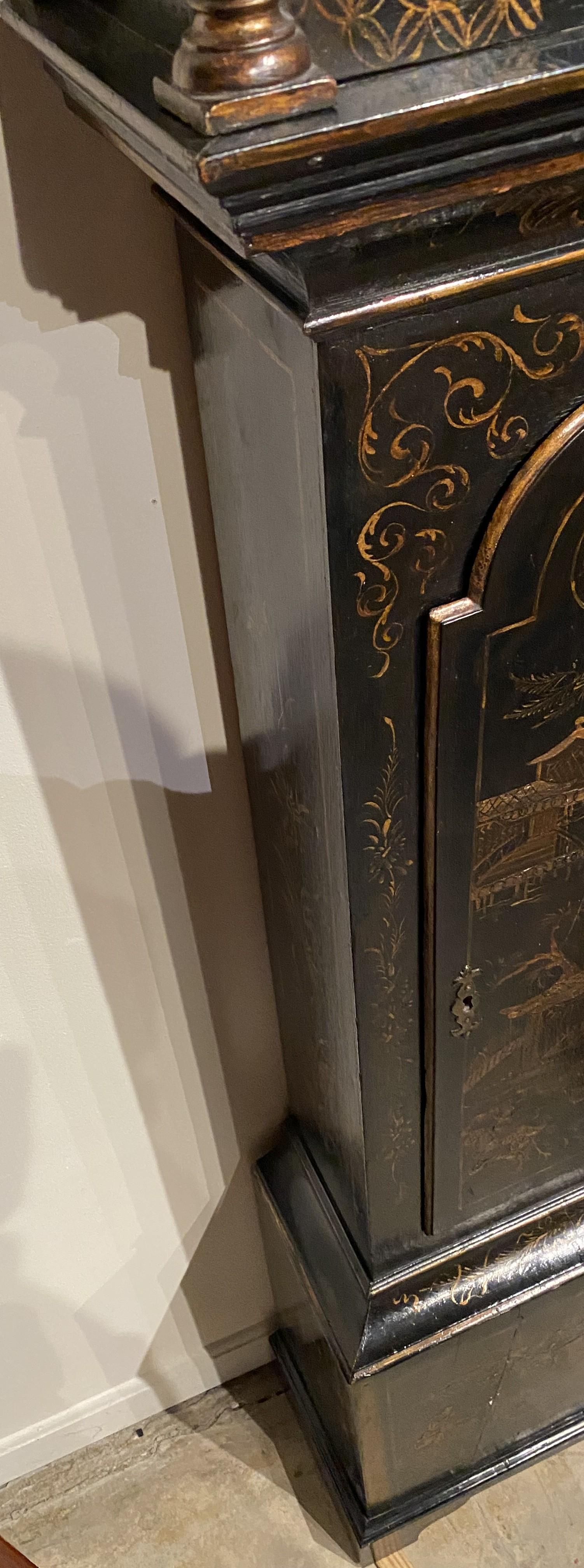 Phillip Avenell of Farnham English Tall Clock with Japanned Case circa 1770 For Sale 1