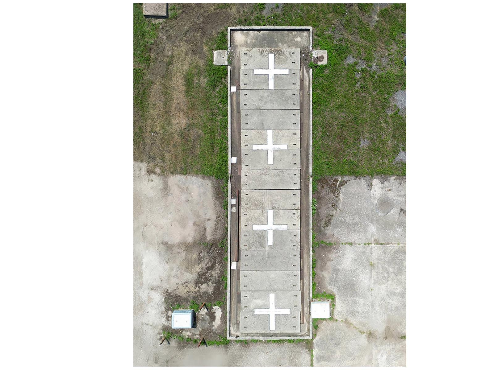 Phillip Buehler Landscape Photograph – "Nike Missile Bunker" a limited edition photograph from Hart Island, 2023