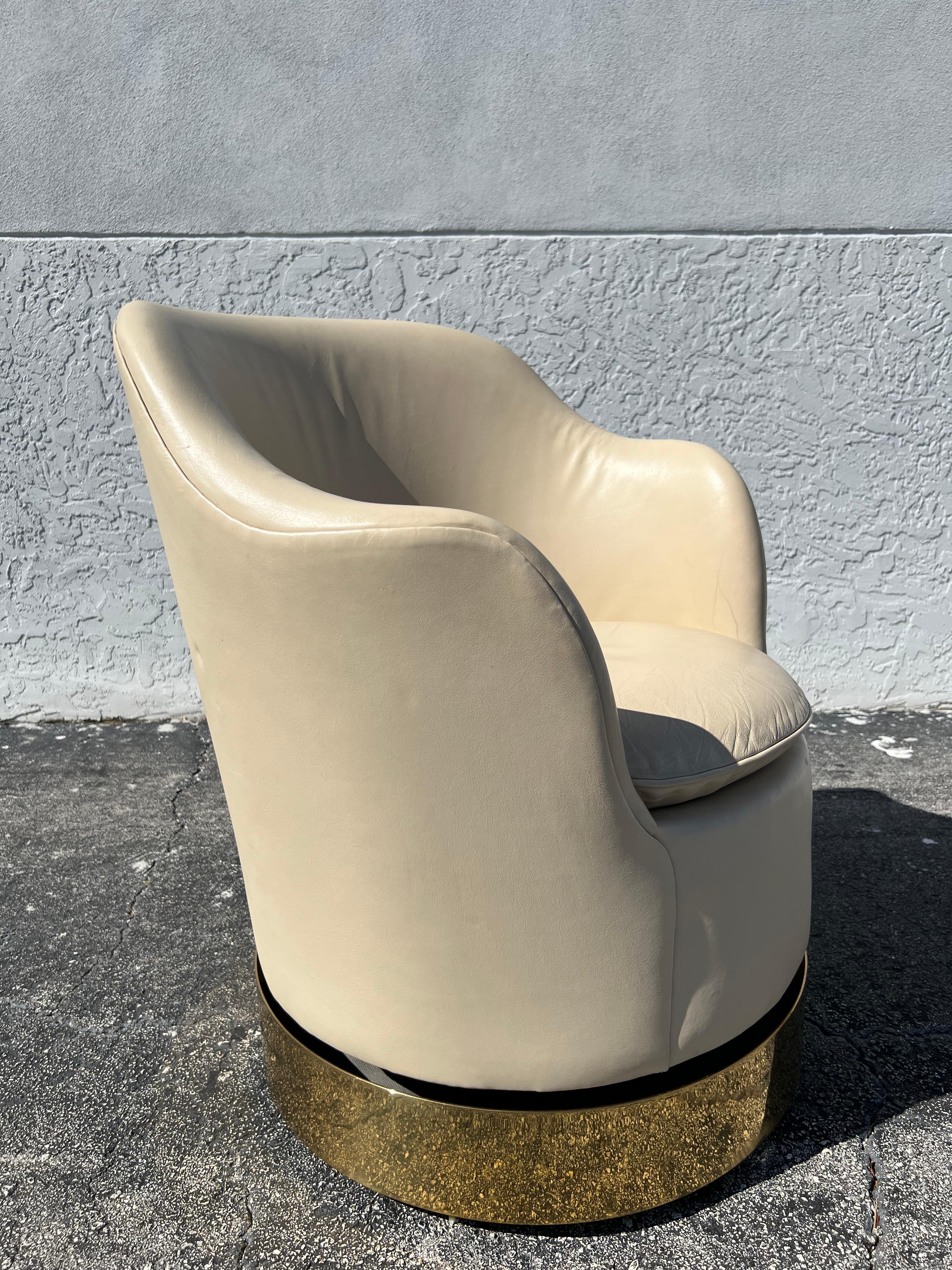 North American Phillip Enfield Brass Swivel Lounge Chair For Sale