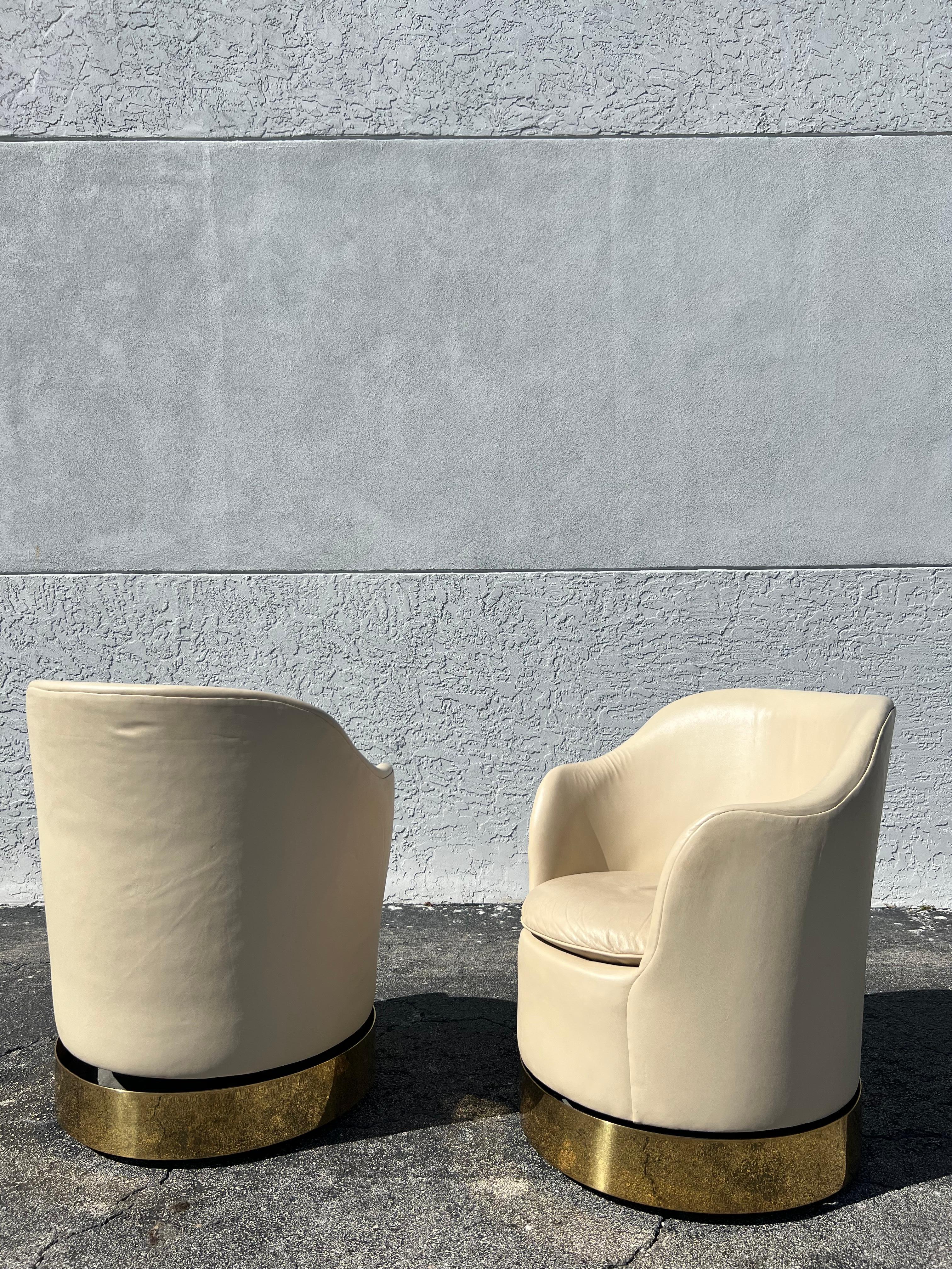Phillip Enfield Brass Swivel Lounge Chairs, a Pair For Sale 6