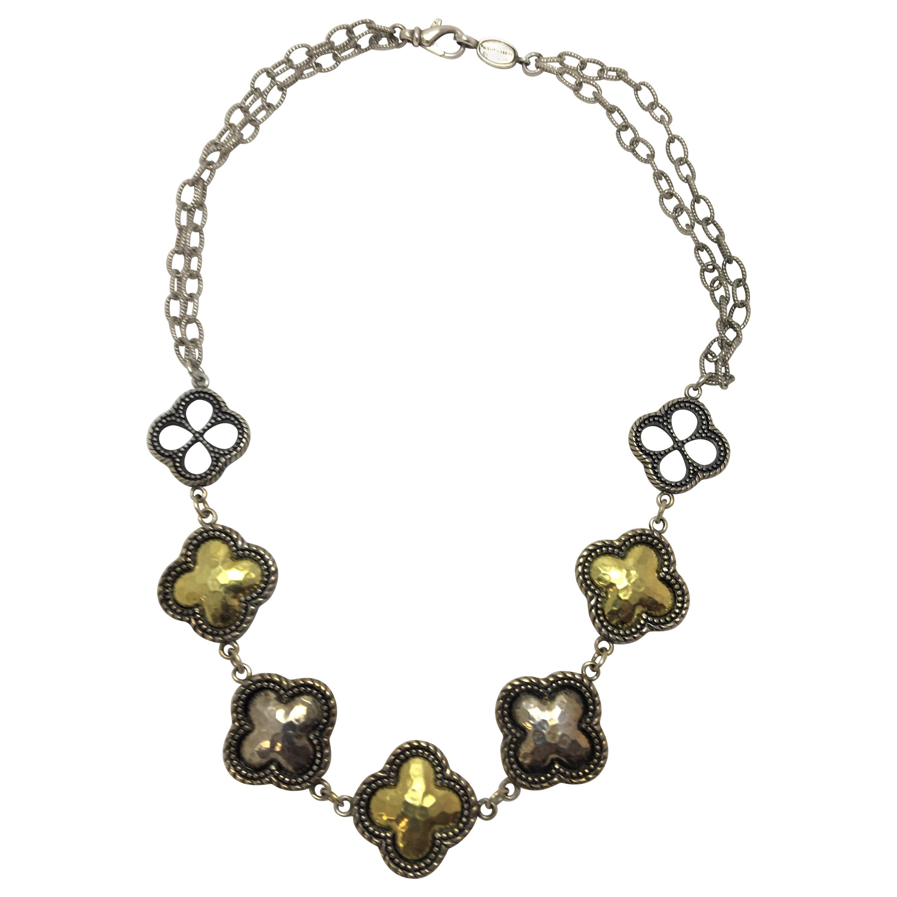 Phillip Gabriel Silver and Gold "Clover" Necklace