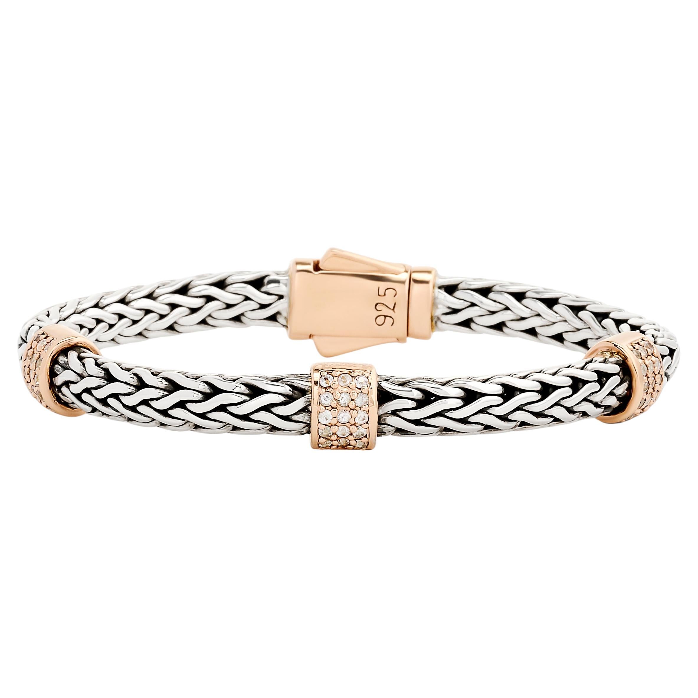 Phillip Gavriel Bracciale a catena in argento e rosa con stazioni in CZ in vendita